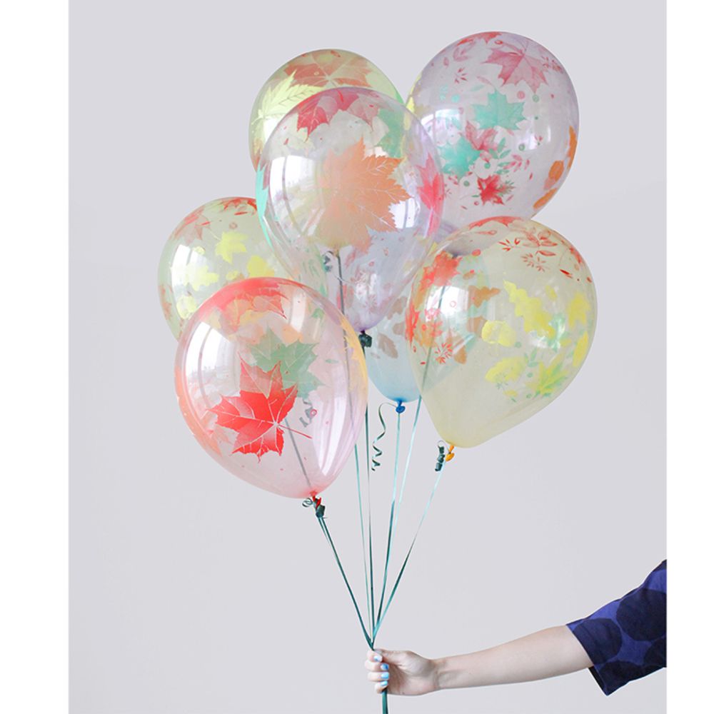 Шар (12"/30 см) Листья Осень, Ассорти Кристальные шары, 5 ст. 25 шт.