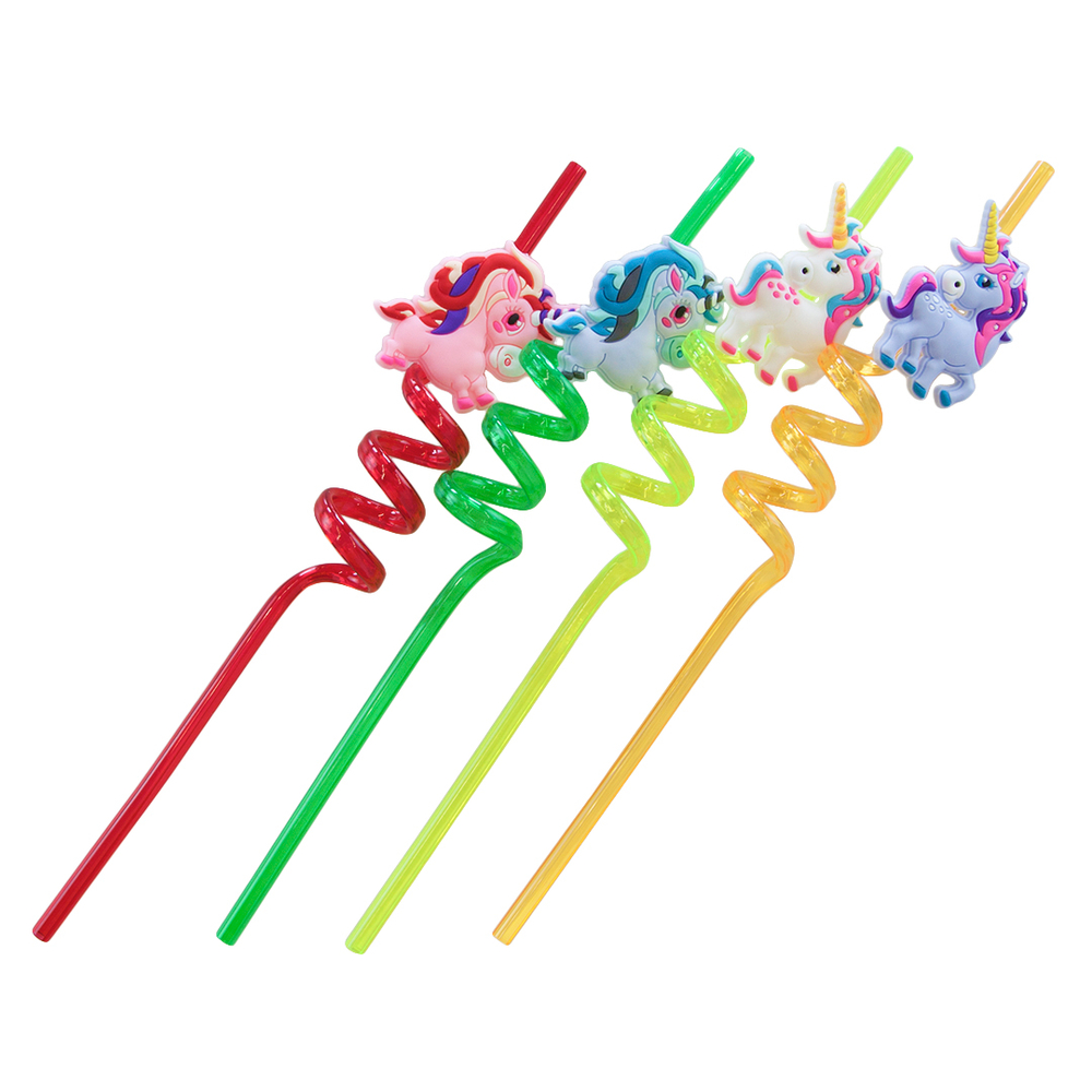 Трубочки для коктейлей пластиковые «Единороги» ассорти, 4 шт