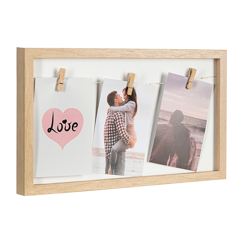 Рамка для фотографий с подсветкой everyday, 22х38 см, белая/натуральное дерево