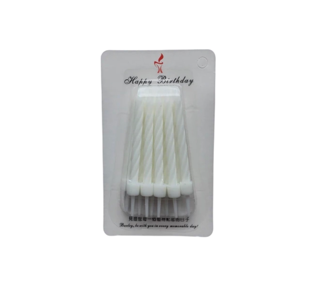 Свечи в торт "Спираль", 6 см, белые, набор 10 шт