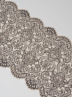 Эластичное кружево бежевое с черным ширина 21 см