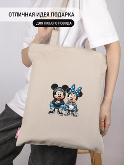 Сумка шоппер женская аниме тканевая через плечо с принтом