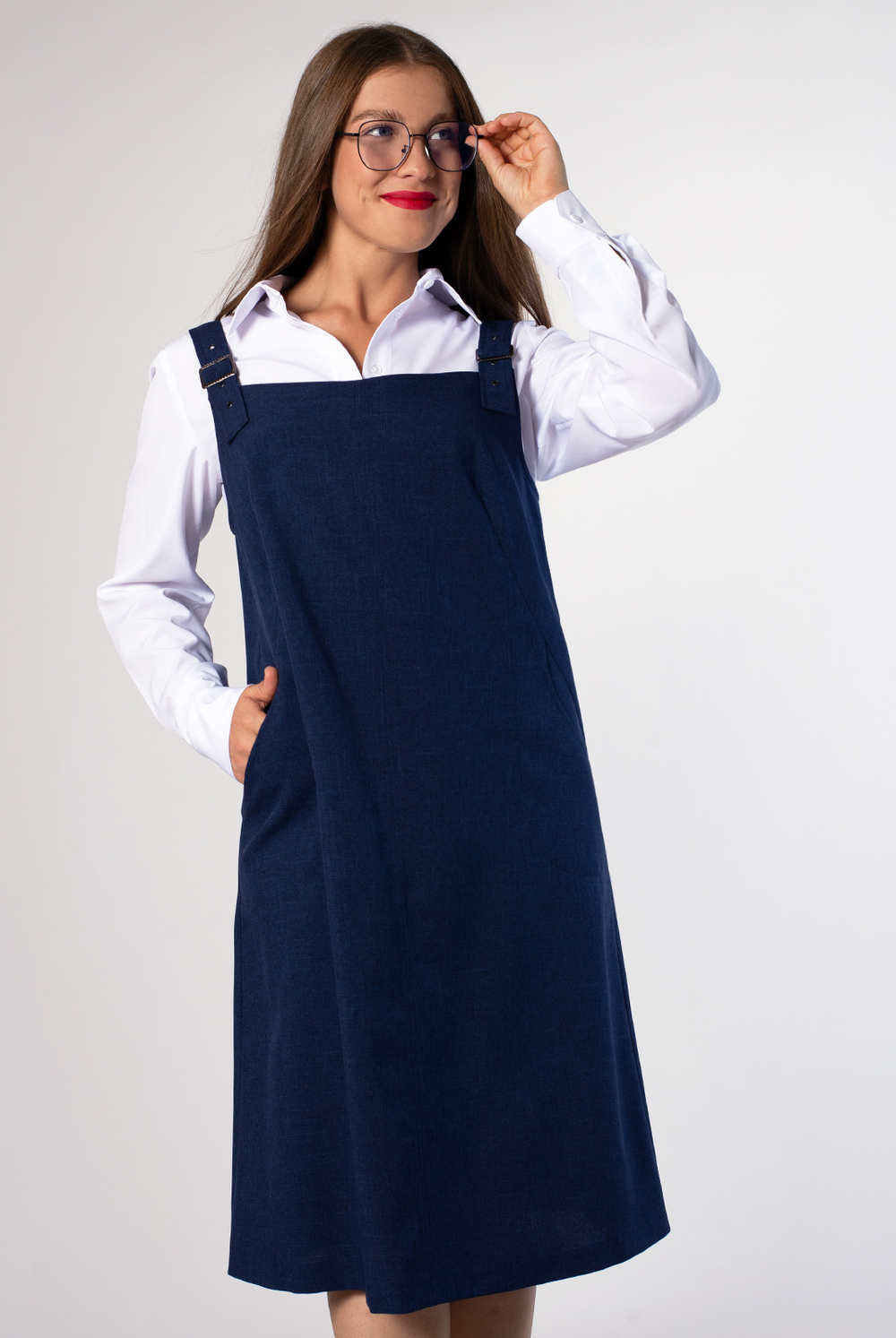 Сарафан женский 4104зп, темно-синий #38ТС084104зп