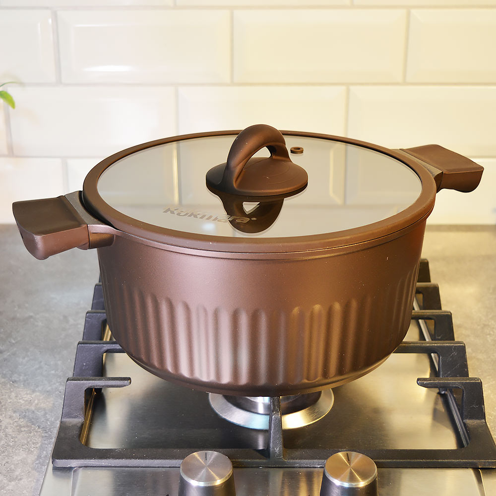 Кастрюля 4,2л Mokko Stella, а/пр литая со стеклянной крышкой