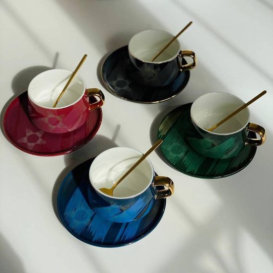 Чайная пара «Штрихи», чашка 220 мл, цвет чёрный