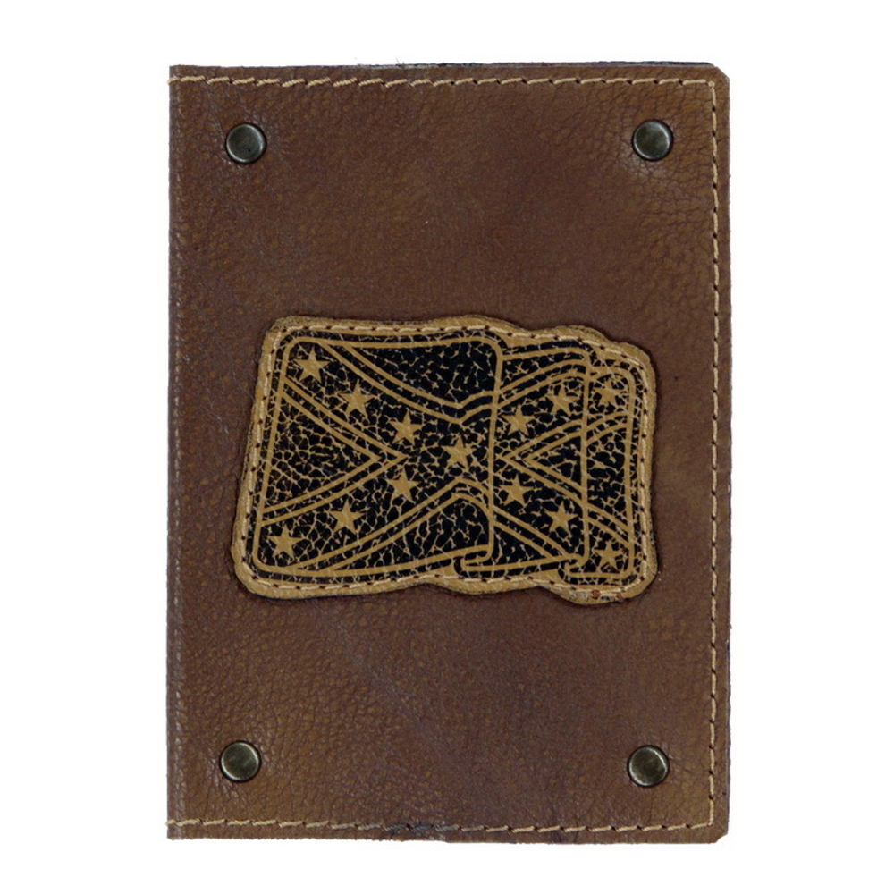 Обложка для паспорта Конфедерация с клепкой коричневая