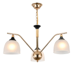 Люстра подвесная 3x40Вт E27, металл/стекло, черный/дерево, белый матовый плафон