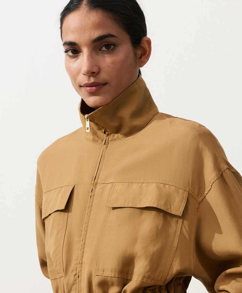 Oysho Куртка с присборенной талией из смеси лиоцелла и 24% льна, медный