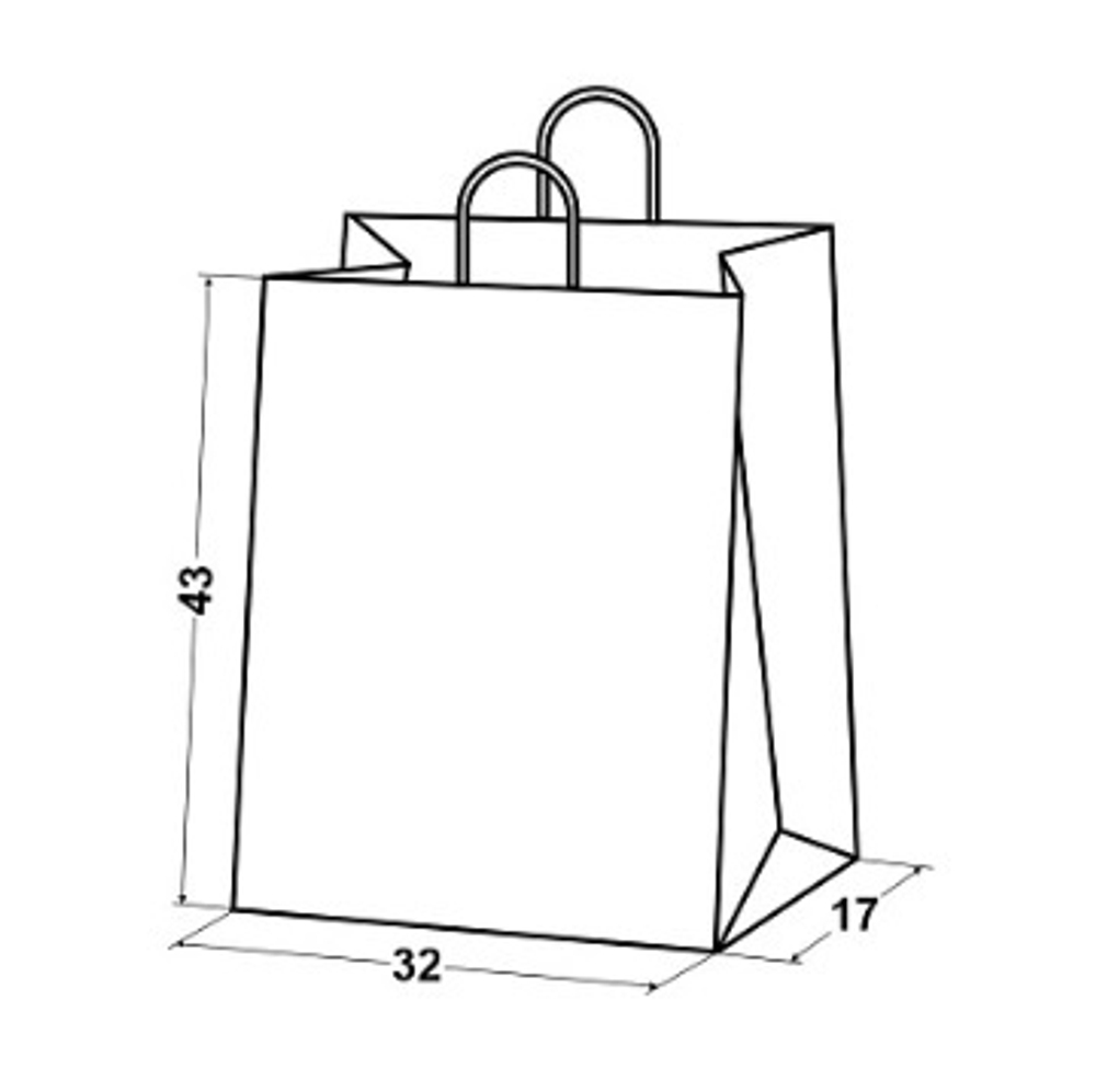 Крафт пакеты с кручеными ручками 43х32х17см 70гр/м коричневые (1/250шт)