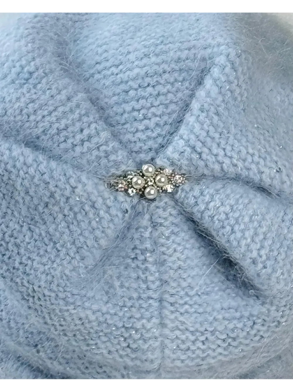 шапка зимняя вязаная ангора с пайетками