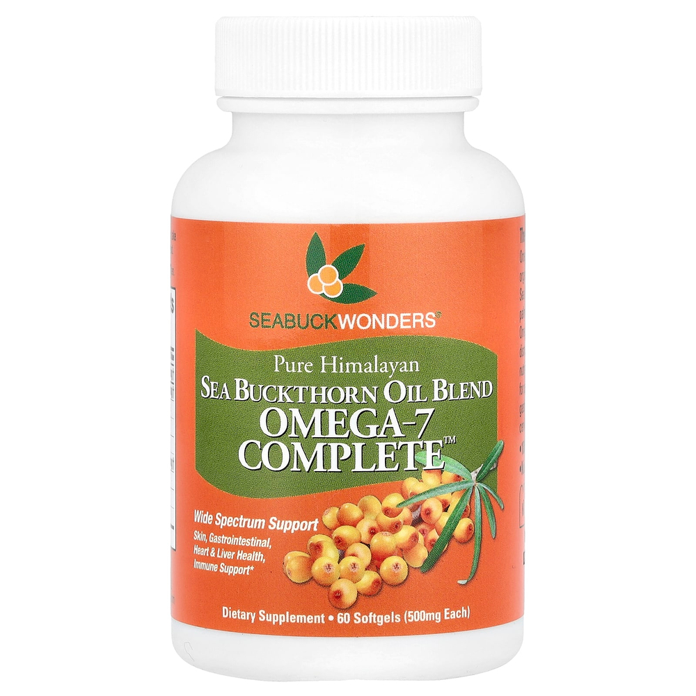 SeaBuckWonders, Omega-7 Complete™, смесь облепиховых масел, 60 капсул (500 мг в 1 капсуле)