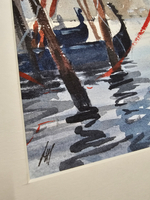 Картина авторская акварельная в паспарту 21х30 см на стену для интерьера "Венецианская романтика"