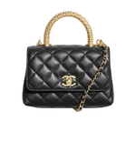 Мини-сумка CHANEL Flap с верхней ручкой из кожи телёнка с декором