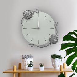 Часы настенные Monstera Deliciosa (Монстера) Колор Серый дым Сильвер