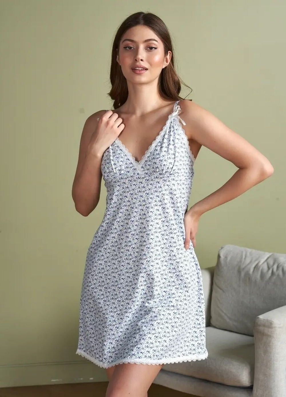 [m]Сорочка б/в на бретели 744-4