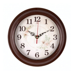 2121-007 Часы настенные круг d=21см, корпус коричневый "Розы" "Рубин"