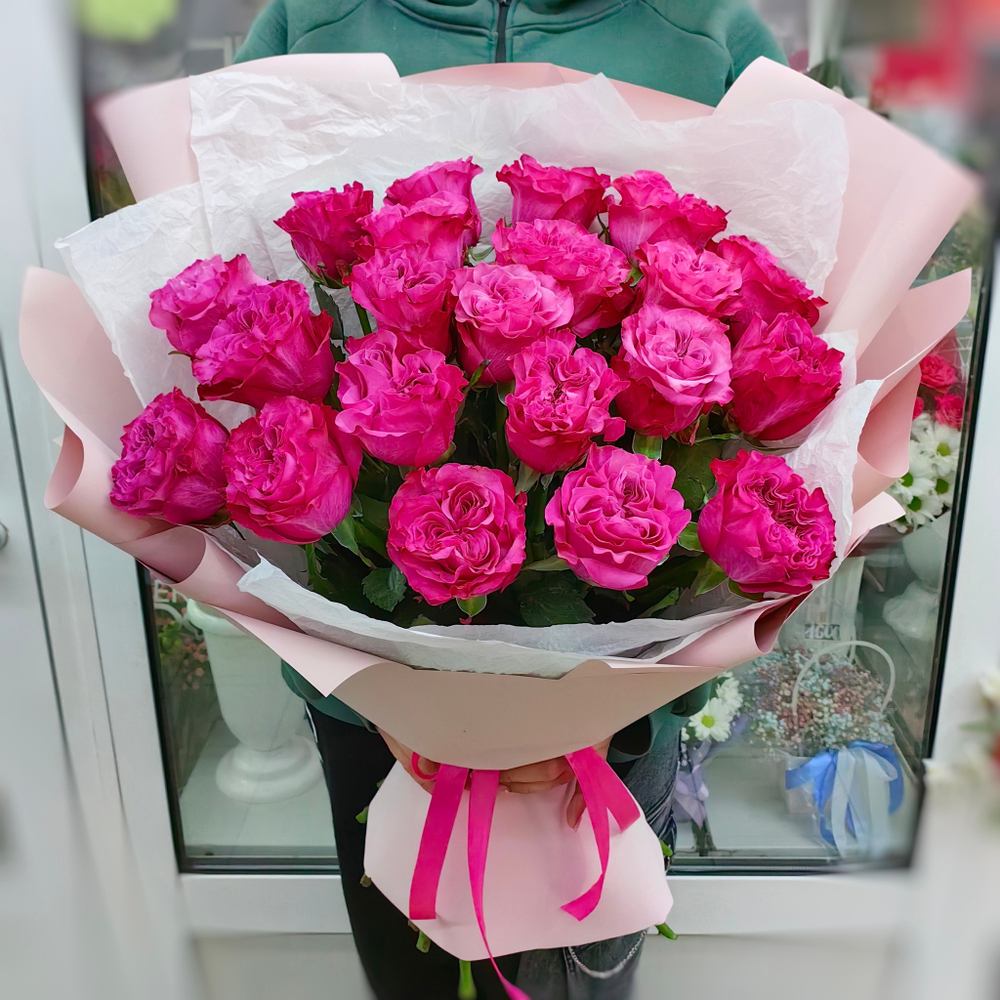 Букет из 21 розы сорта "Country Blue" (Эквадор 60 см)