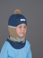 Шлем зимний вязаный (Синий беж) ЧИП