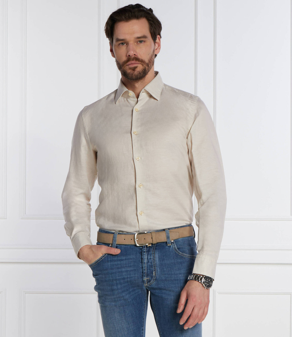 Льняная рубашка C-HAL-kent-C3-223 BOSS BLACK - бежевый(50513676)