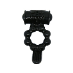 Чёрное эрекционное виброкольцо с щеточкой