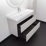 Подвесная тумба-умывальник Comforty Мадрид-100М2(Н) серый шёлк с раковиной CF19595BX-100