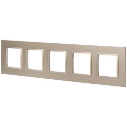 Рамка для розеток и выключателей ЭРА Elegance 14-5015-04 Classic, на 5 постов, шампань