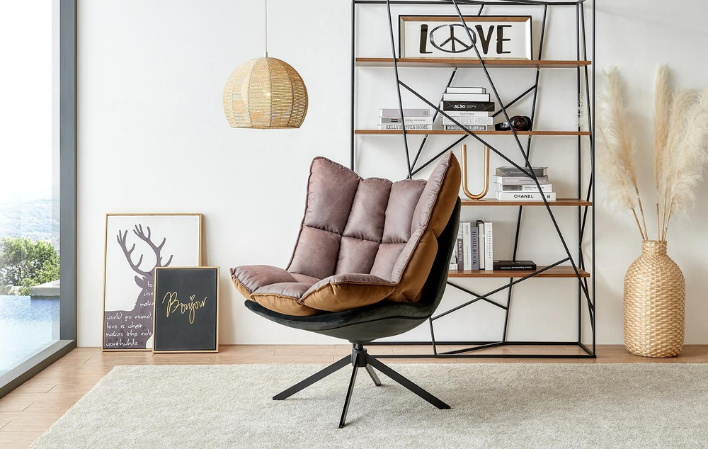 Дизайнерское кресло HUSK DC-1565F коричневое/серое (BROWN/grey)