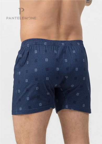 Трусы мужские семейные для больших мужчин Pantelemone PMBB-433, клетка темно-синяя