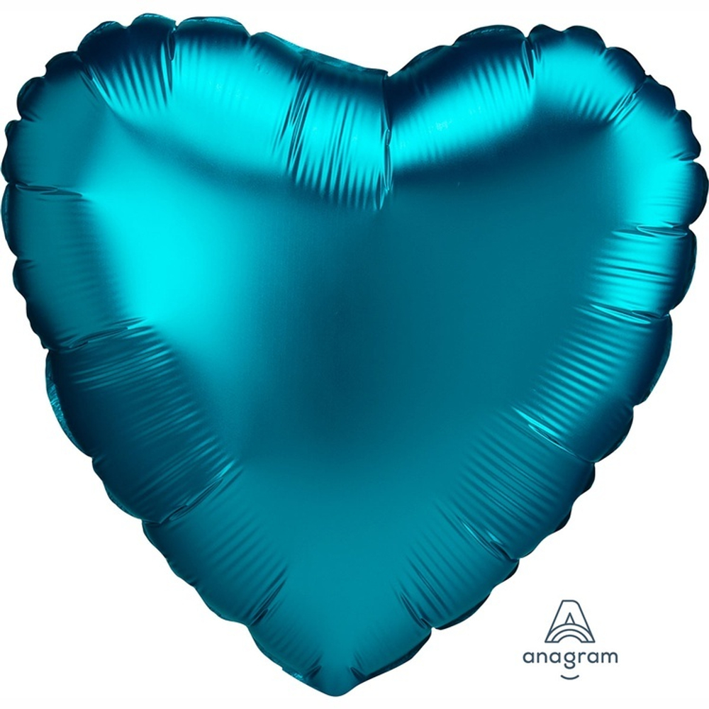 Фольгированная фигура, сердце, 18"/46СМ Сатин Aqua
