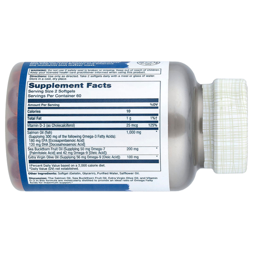 Solaray, Super Omega 3-7-9™, витамин D3 и жир лосося, 120 капсул