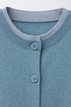 ZARA КАРДИГАН С ДВУХСЛОЙНОЙ ОТДЕЛКОЙ, ГОЛУБОЙ