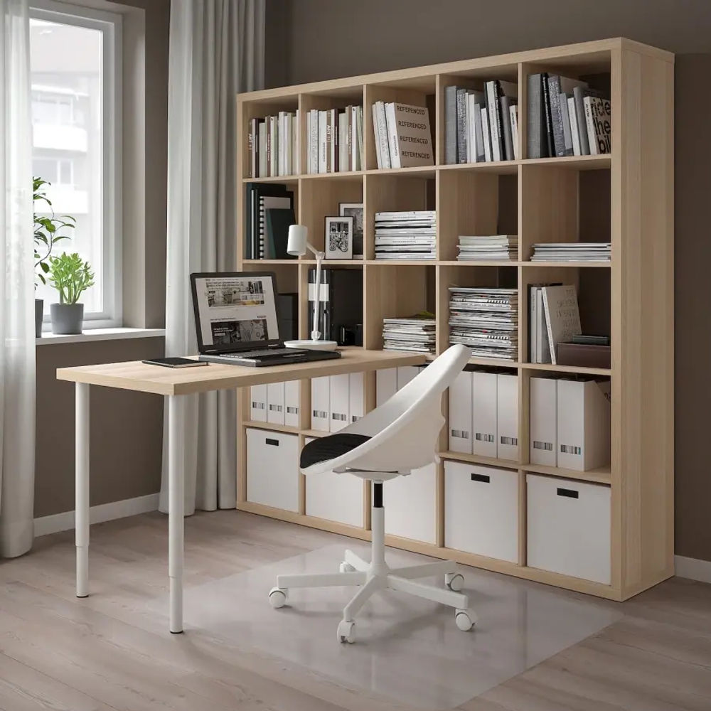 Письменный стол и стеллаж - IKEA KALLAX/LAGKAPTEN, 120х60 см, 182х39х182 см, под беленый дуб/белый, КАЛЛАКС/ЛАГКАПТЕН ИКЕА