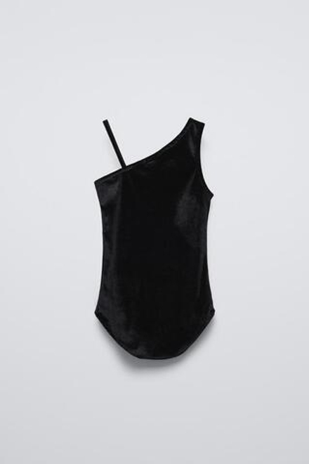 ZARA БАРХАТНОЕ БОДИ С ЦВЕТОЧНЫМ ПРИНТОМ, ЧЕРНЫЙ