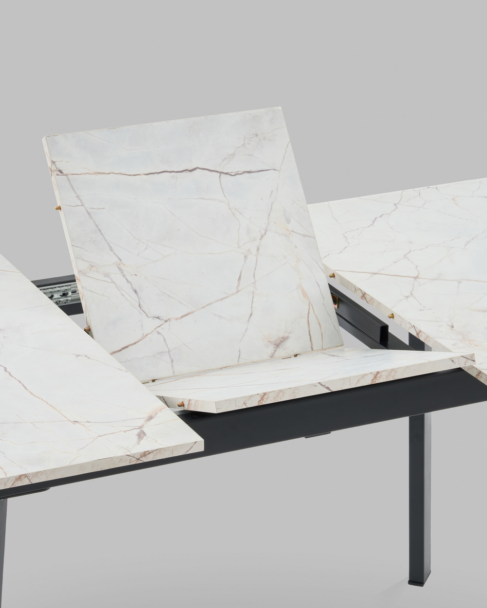 Стол Batu new 120-160/80/76 столешница ЛМДФ азул оникс подстолье металл черный