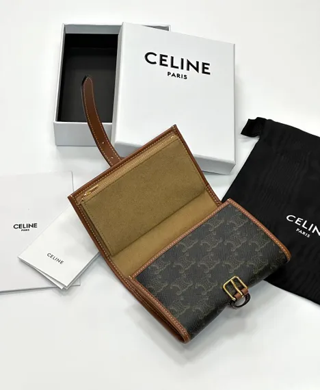 Мешочек для украшений CELINE из холста TRIOMPHE и телячьей кожи
