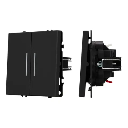 Механизм выключателя двухклавишный непроходной LED SWT-NOBE-MK02-SFPL-L-BK (230V, 10A) (Arlight, -) 054264