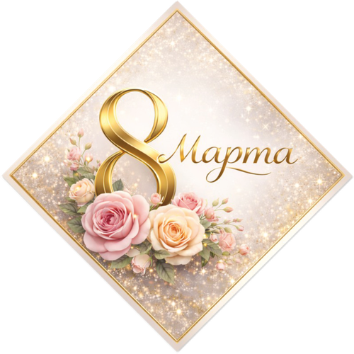 Открытка "С 8 марта" 50х50мм