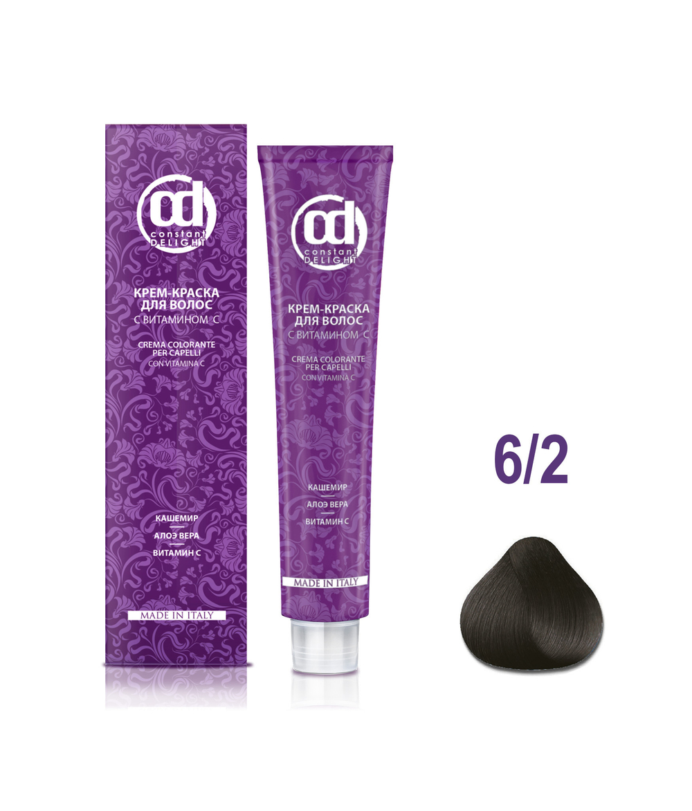 60 мл 6/2 Крем-краска для волос с витамином C темно-русый пепельный НОВИНКА