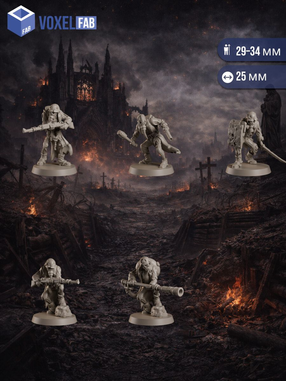 Иссохшие Осквернители Легион Еретиков миниатюры для настольных игр РНИ, Trench Crusade