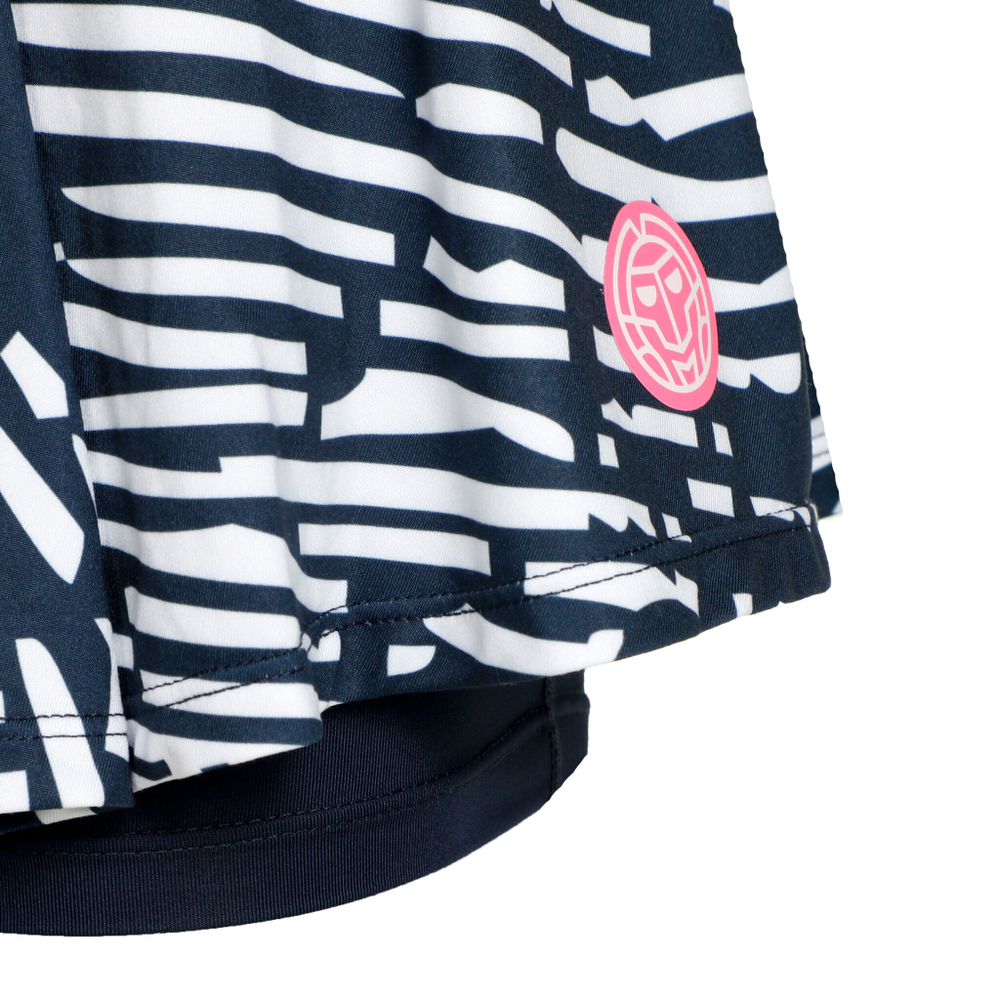 Женская теннисная юбка BIDI BADU Fingerprint Printed Wavy Skirt Women - Dark Blue, White