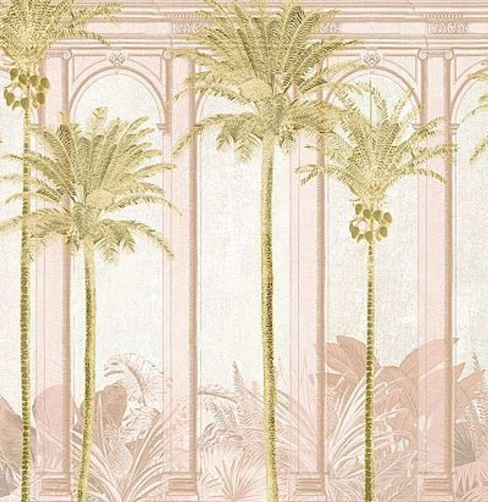 Панно крупные пальмы на розовом фоне DGHAV1031