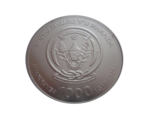 Руанда 1000 франков 2009 Год быка СЕРЕБРО 93,3 гр 3 унции бриллиант