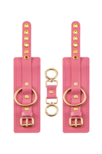 Розовые однослойные кожаные наручники (Цвет: розовый)