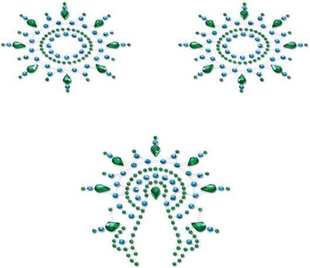 Набор наклеек из голубых и зеленых страз Petits Joujoux Gloria (Цвет: голубой с зеленым)