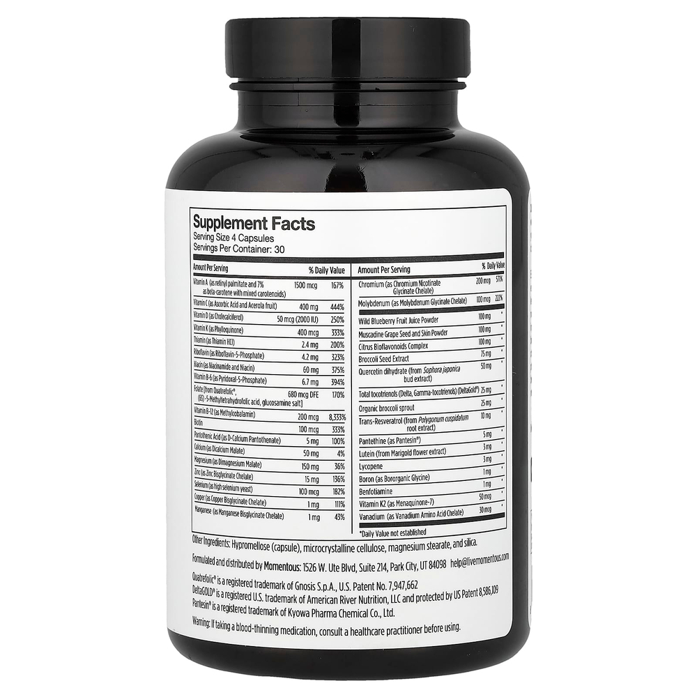 Momentous, Essential Multi, мультивитамины, 120 вегетарианских капсул