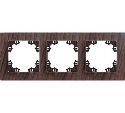 Рамка трехместная горизонтальная "UNIVersal" серия "Афина" венге (еврослот) (HU2330)