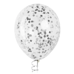 Латексный шар с мелким серебряным конфетти, квадрат, 36 см
