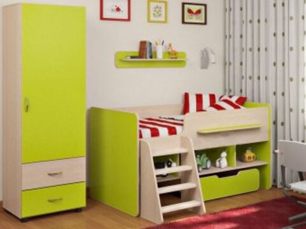 Детская стенка КарИВи Легенда 6  Дуб Молочный Лайм