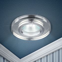 DK7 CH/WH Светильник ЭРА декор стекло круглое хром/зеркальный | Декоративные встраиваемые светильники