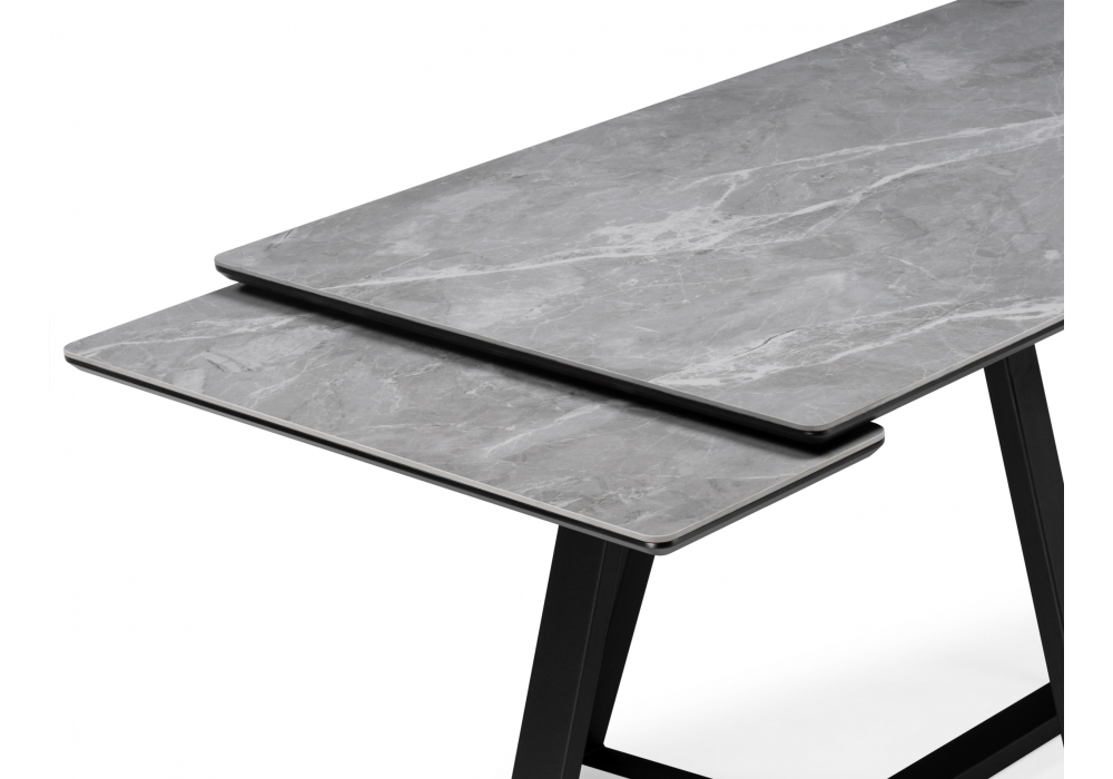 Керамический стол Woodville Керамический стол Памелла 140(200)х80 larka grey, черный, ножки черные